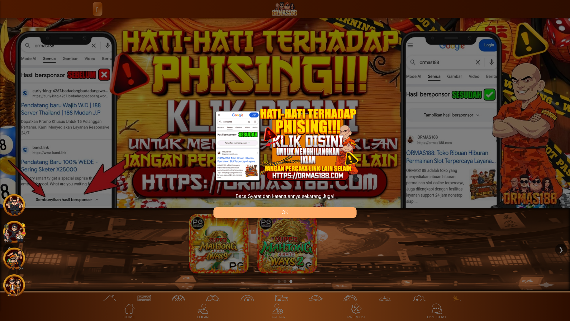 website screenshot of https://ormas188alt.store/