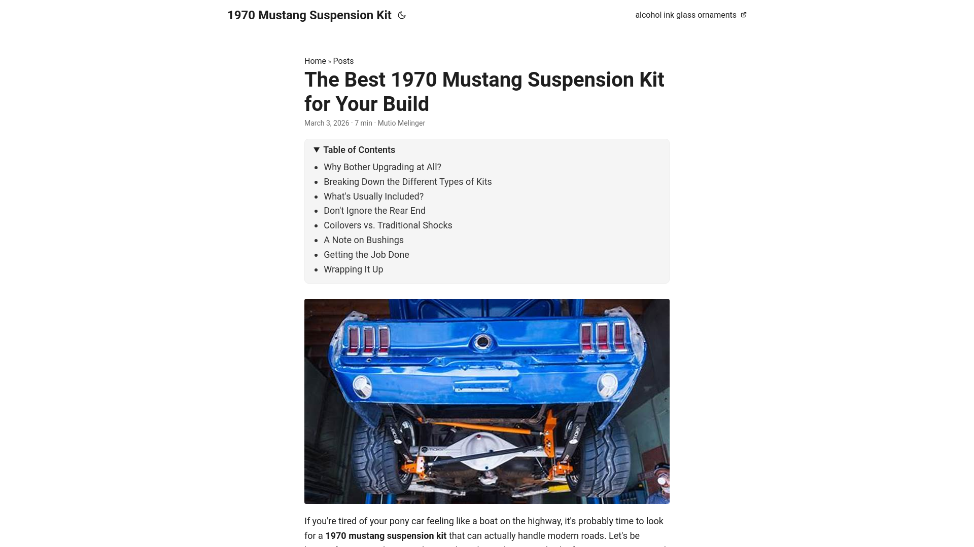website screenshot of https://1970-mustang-suspension-kit.pages.dev/