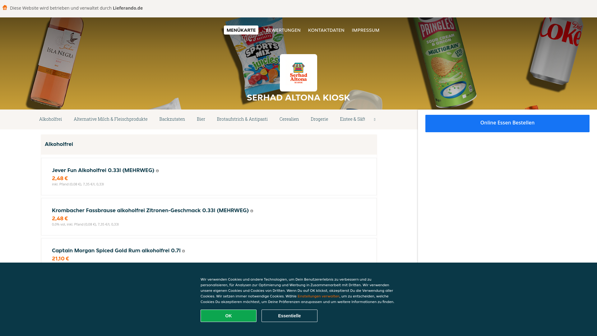 website screenshot of https://serhadaltonakiosk-hamburg.de/