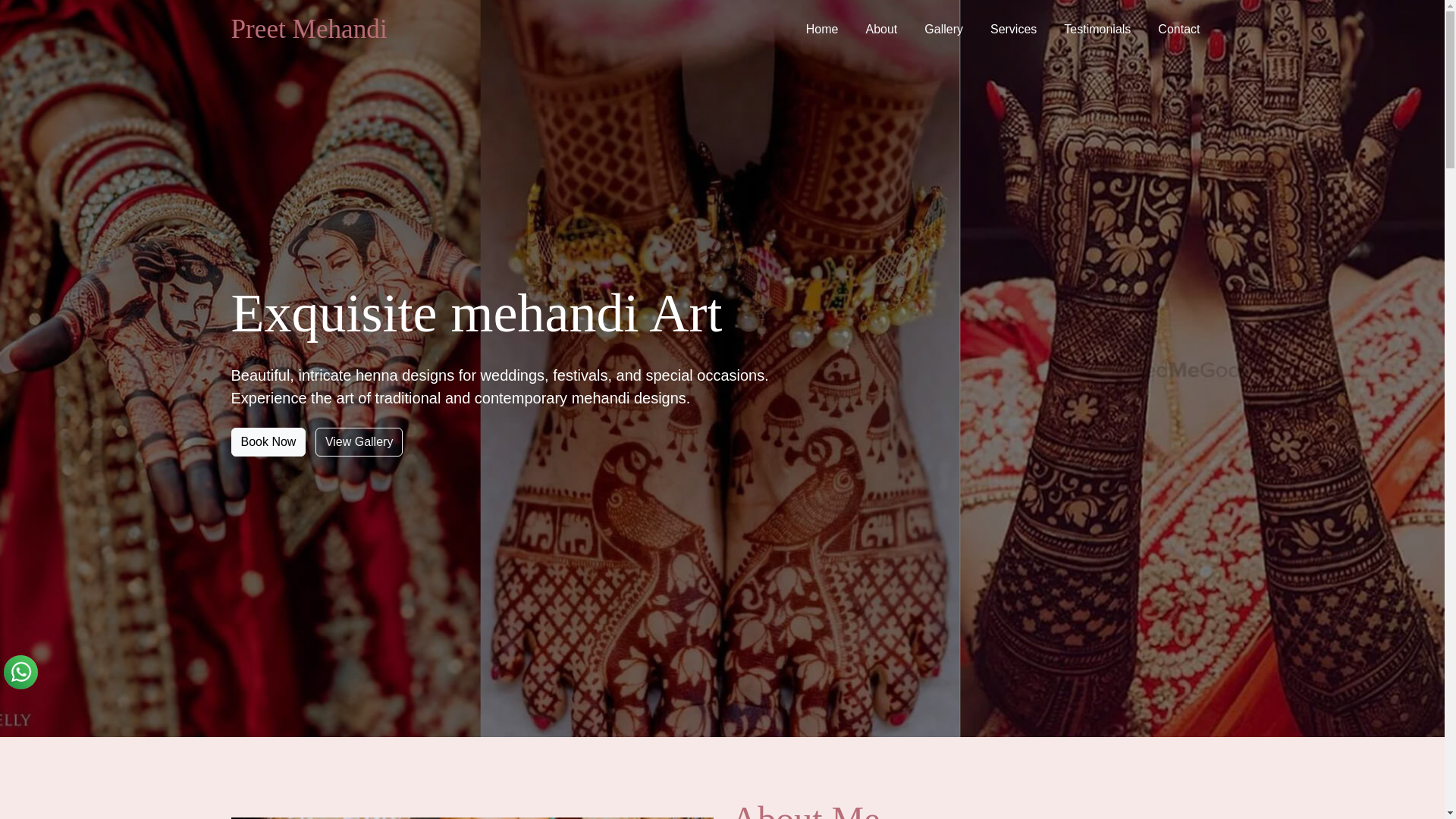 website screenshot of https://preetmehandi.shop/