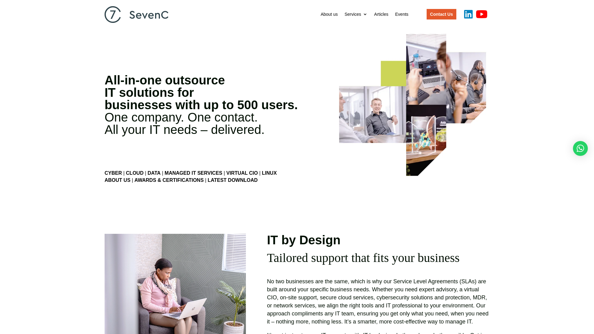 website screenshot of https://sevenc.co.za