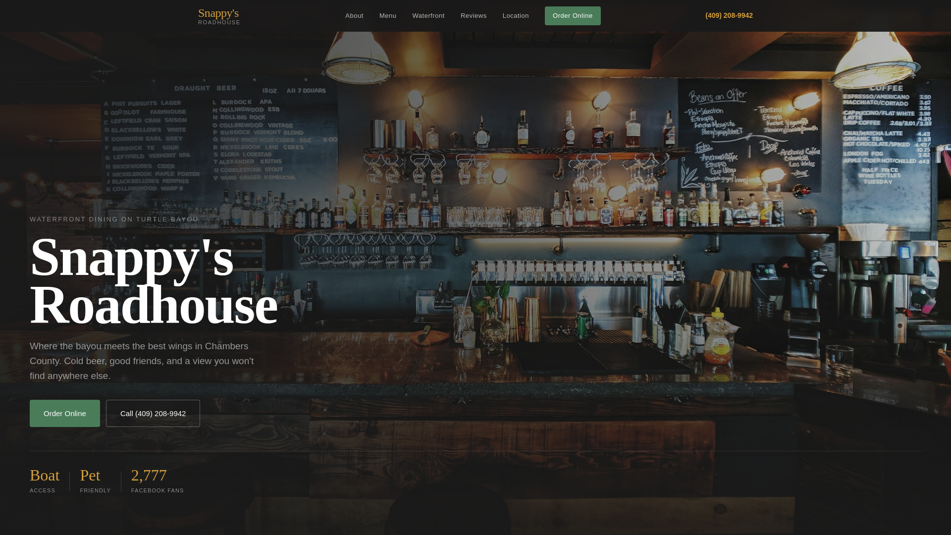 website screenshot of https://snappys-roadhouse.pages.dev/