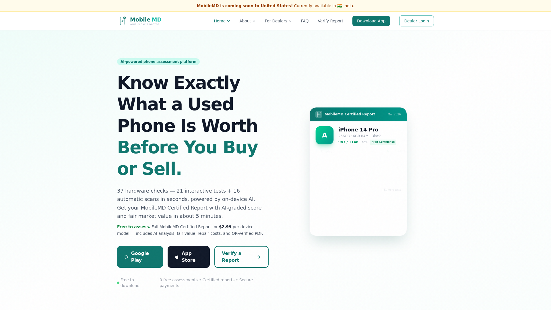 website screenshot of https://mobilemd.ai/