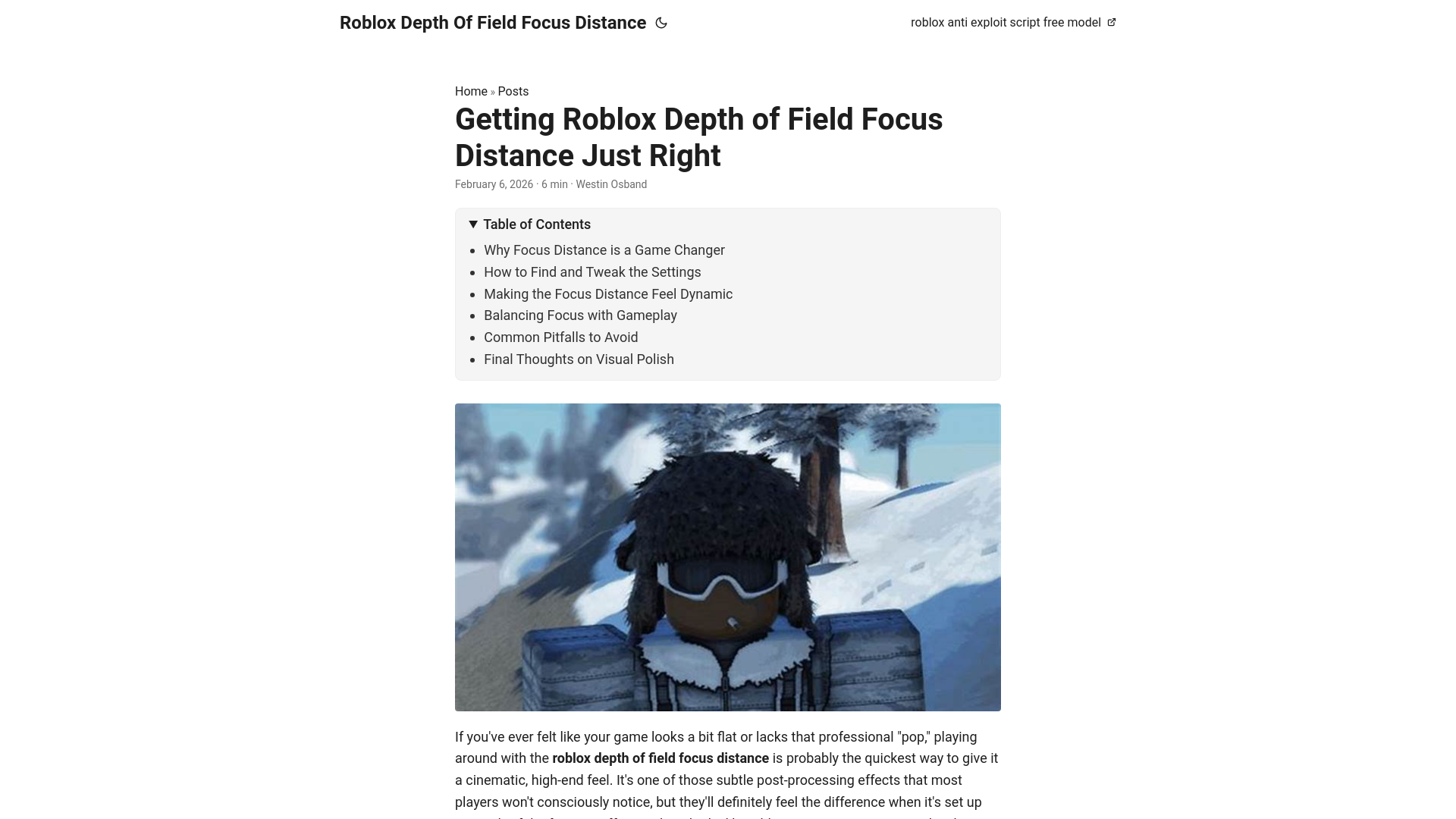 website screenshot of https://roblox-depth-of-field-focus-distance.pages.dev/