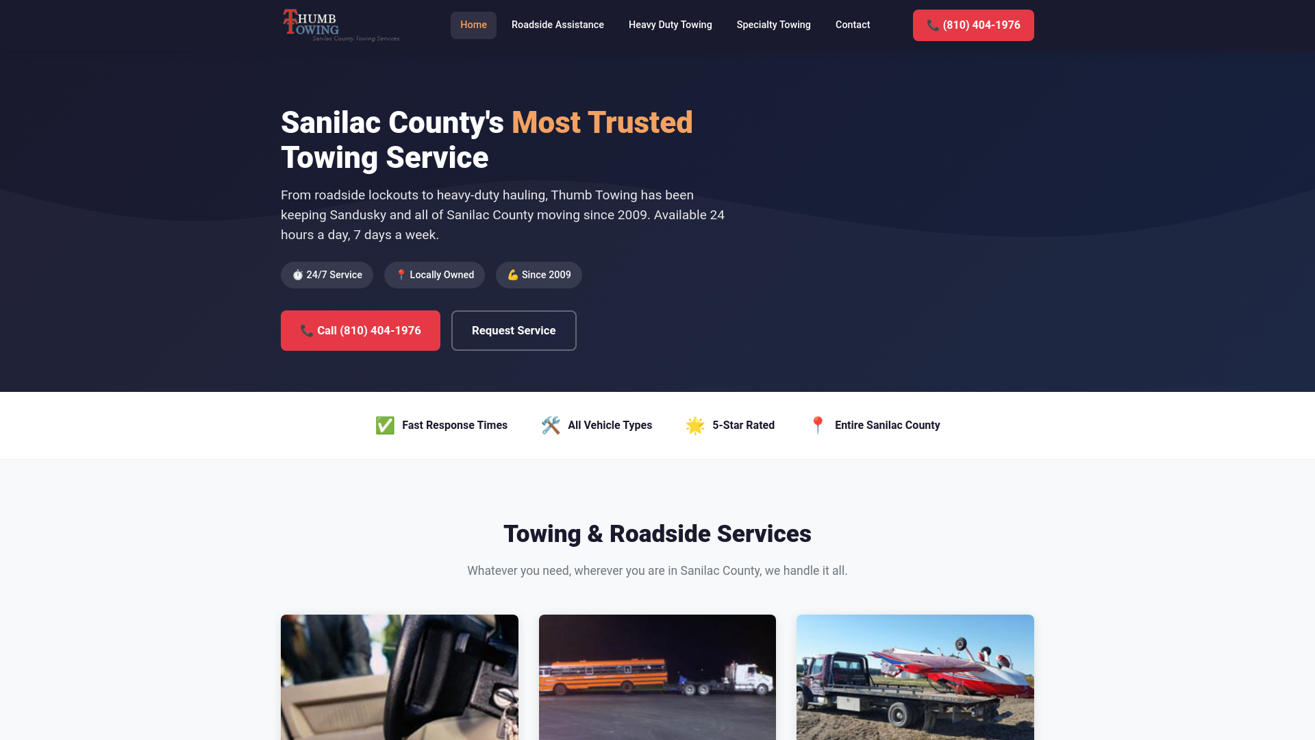 website screenshot of https://sanilac-county-towing.pages.dev/