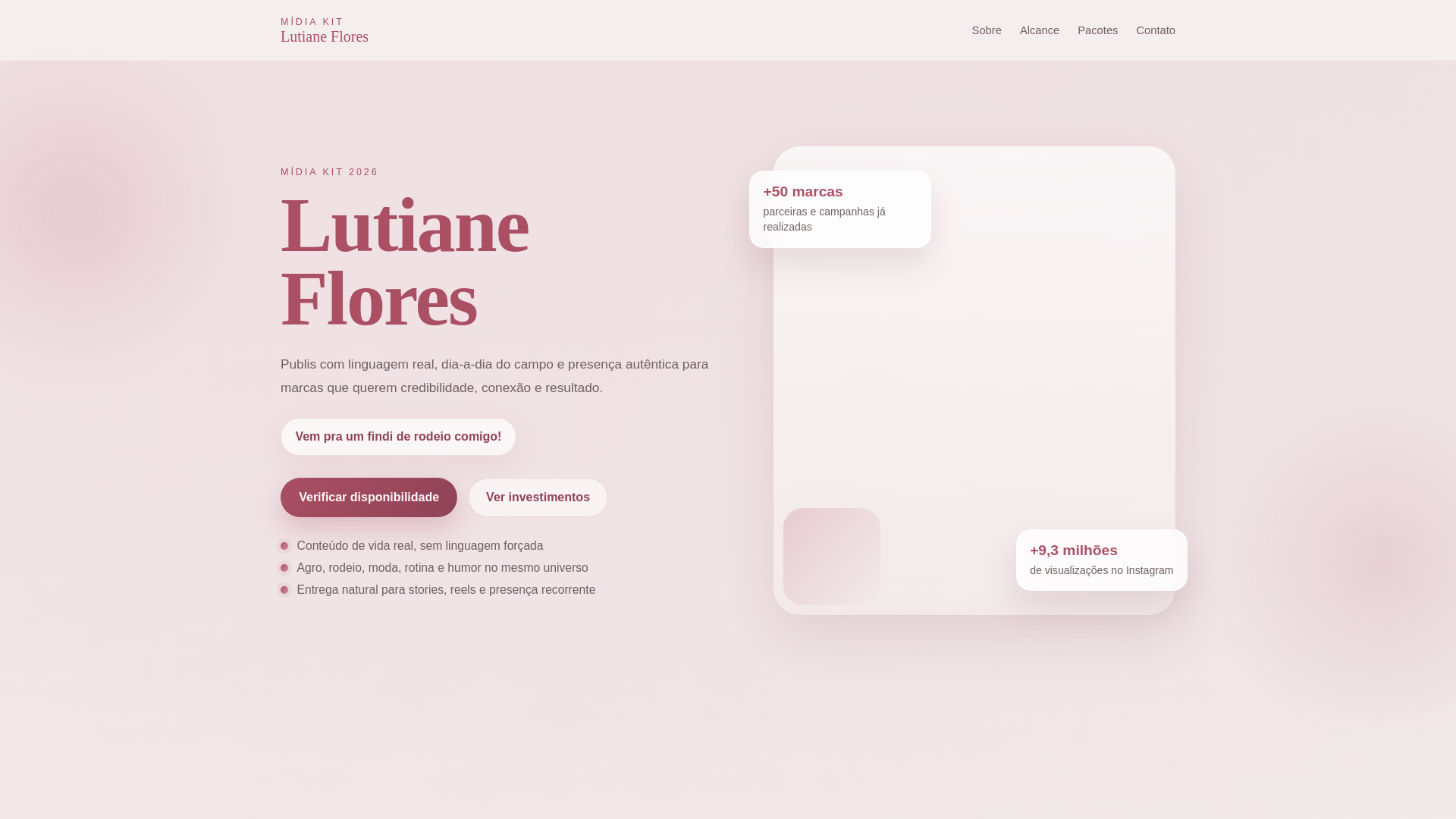 website screenshot of https://lutianefloresinfluencer.com.br/