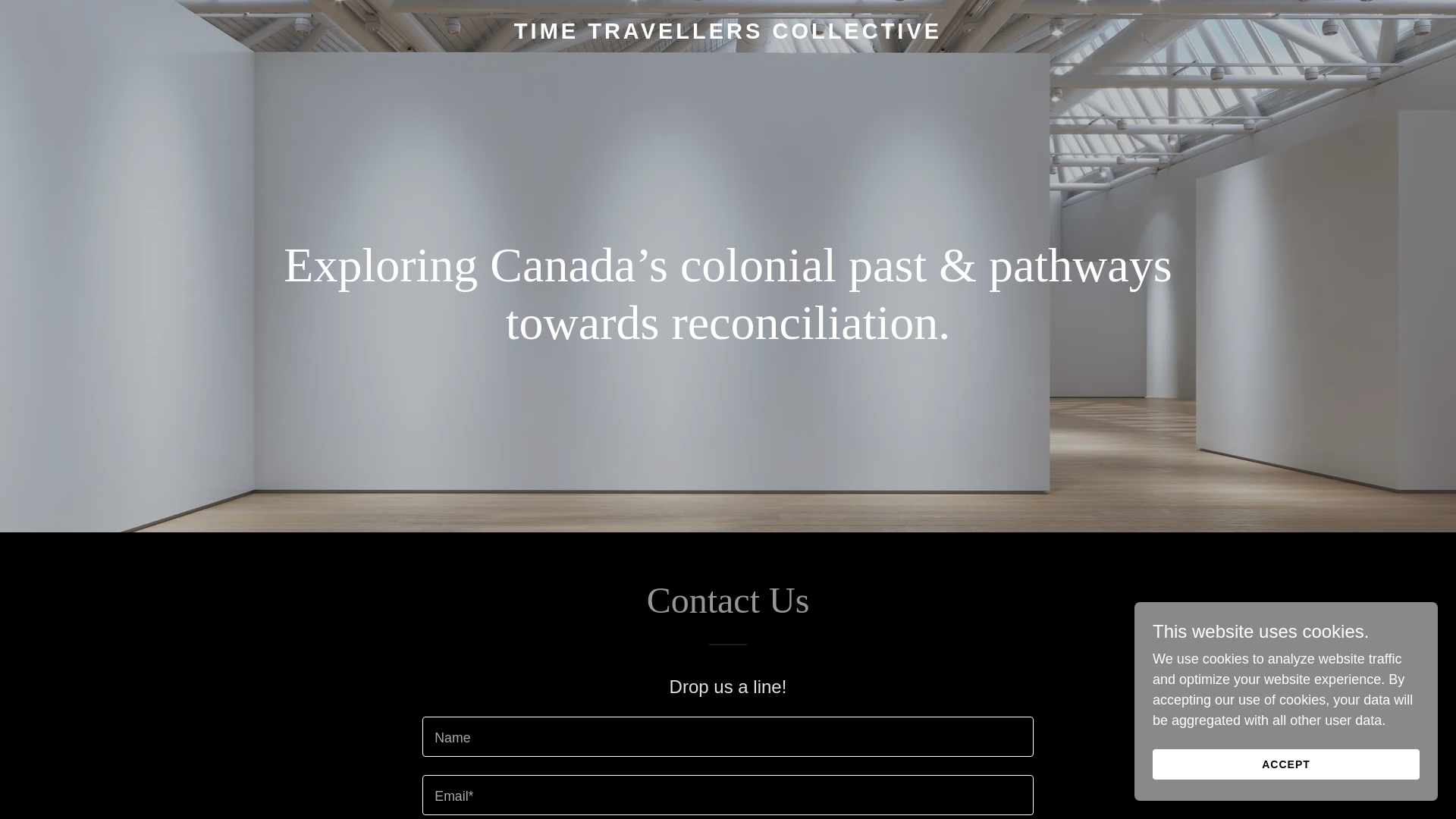 website screenshot of https://timetravellerscollective.com/