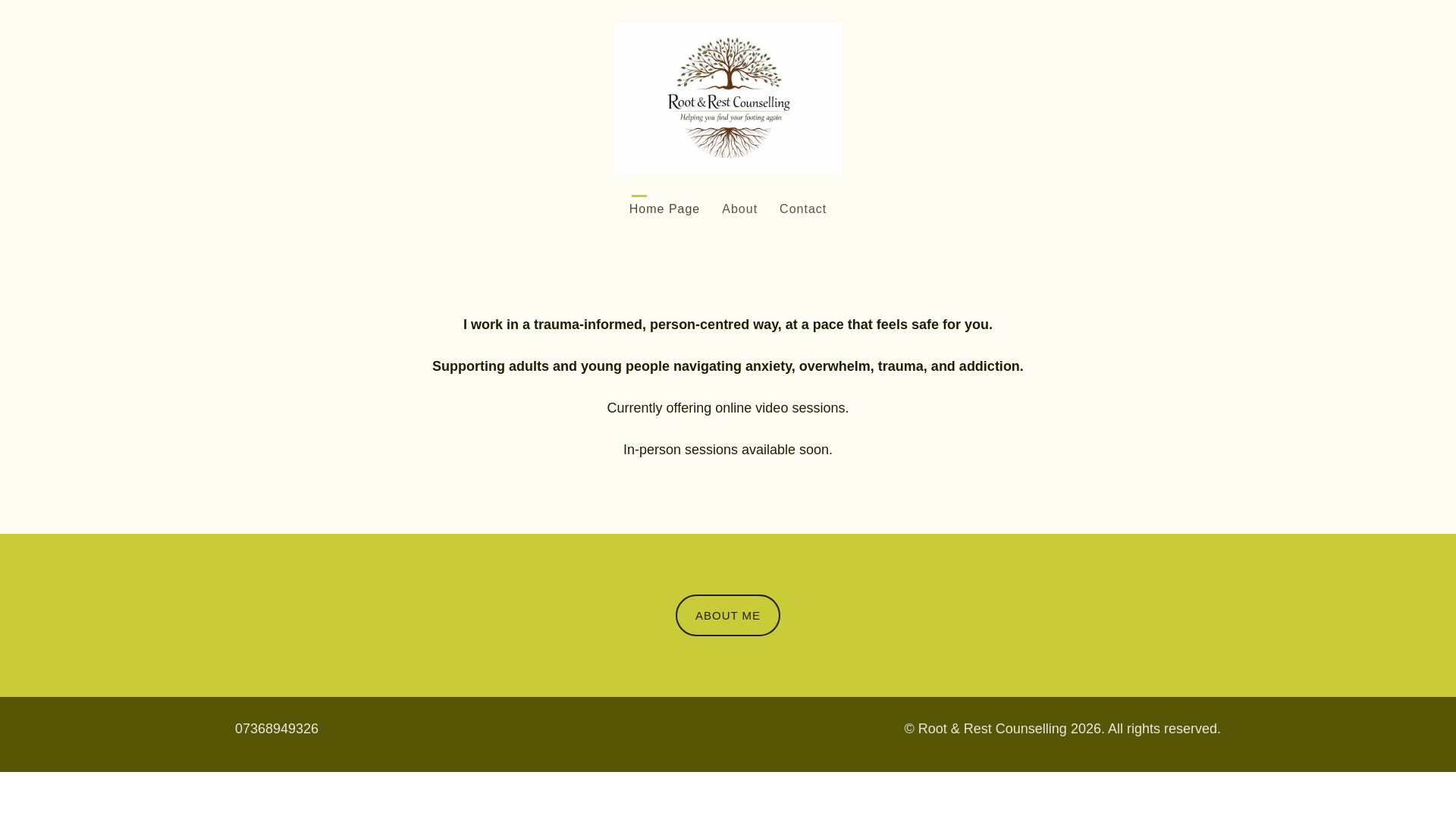 website screenshot of https://rootandrestcounselling.co.uk