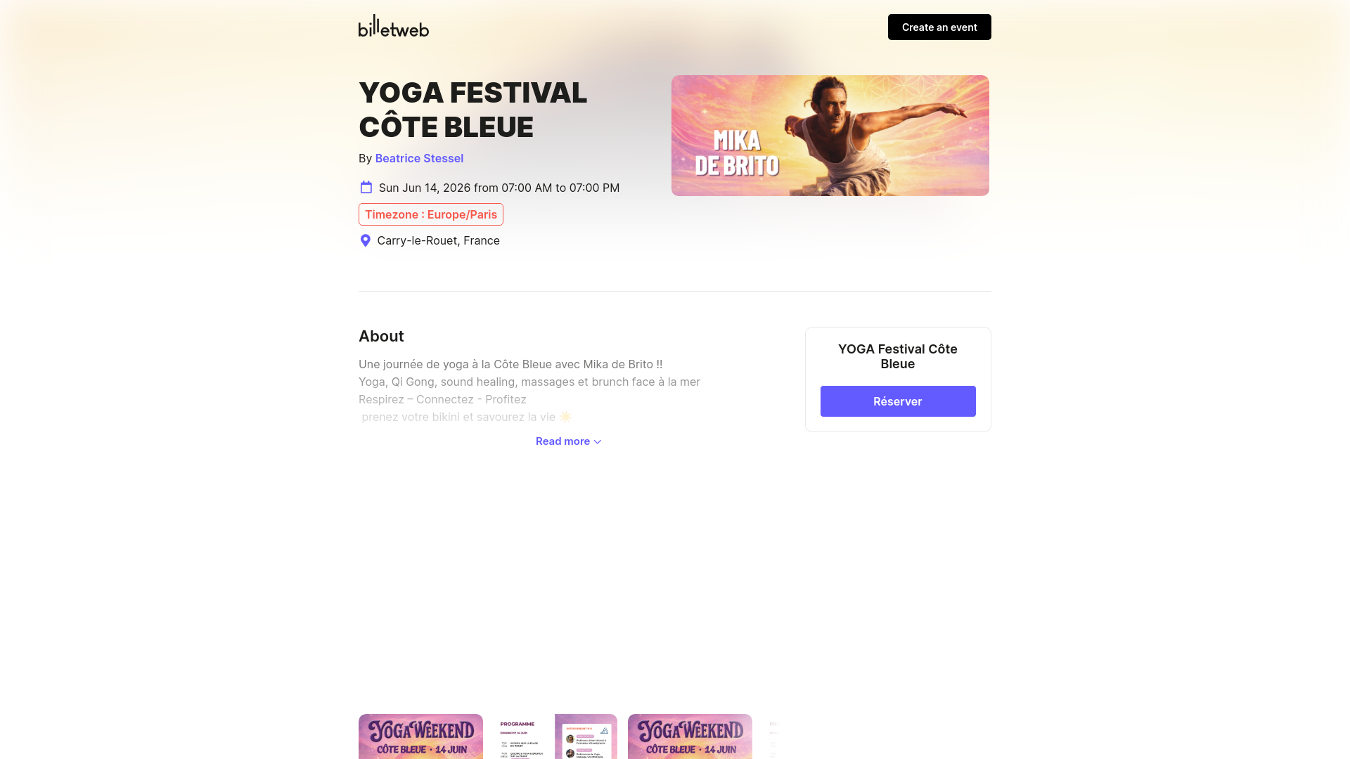 website screenshot of https://yogafestivalcotebleue.com/