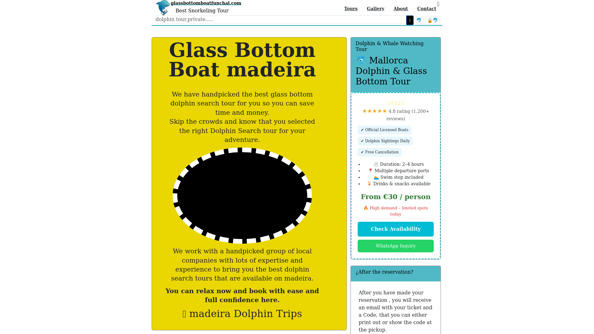 website screenshot of https://glassbottomboatfunchal.com