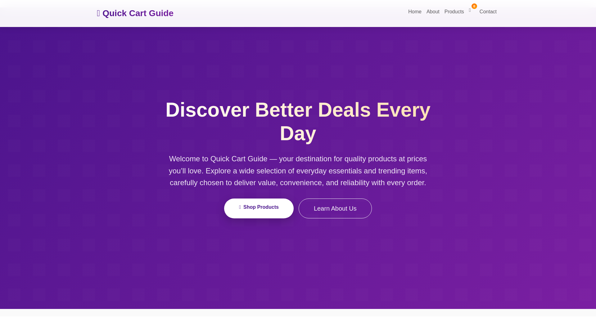 website screenshot of https://quickcartguide.in/