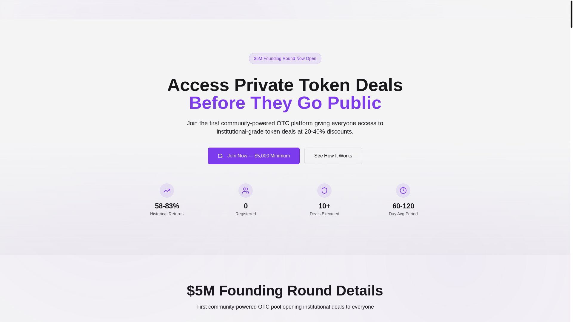 website screenshot of https://openotc.market/