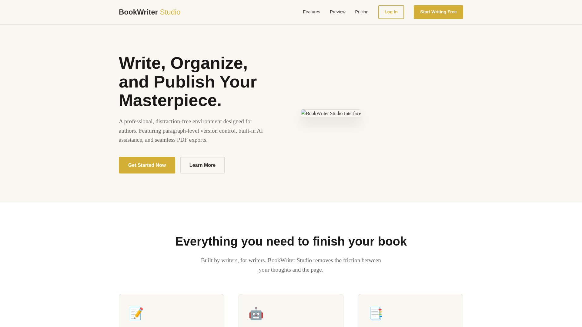 website screenshot of https://bookwriterstudio.net/
