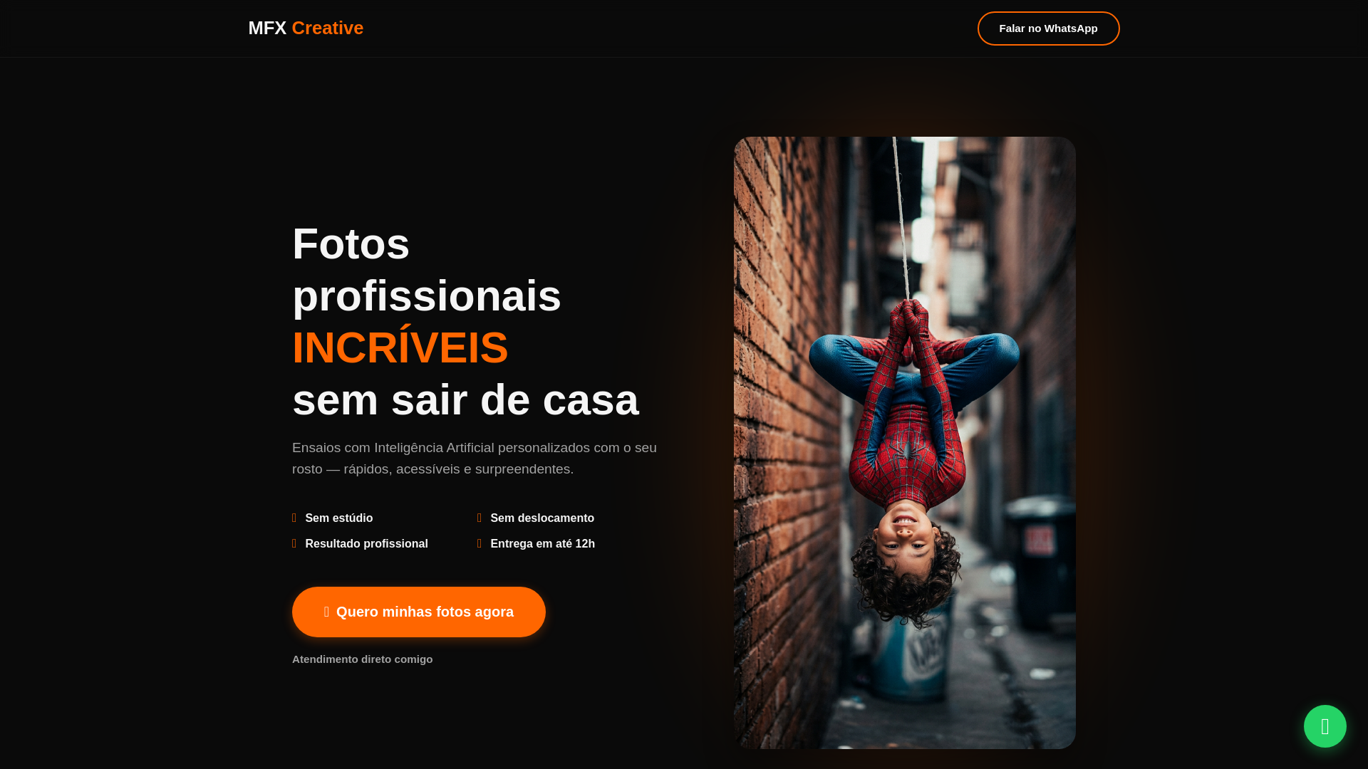 website screenshot of https://mfxcreativee.com.br/