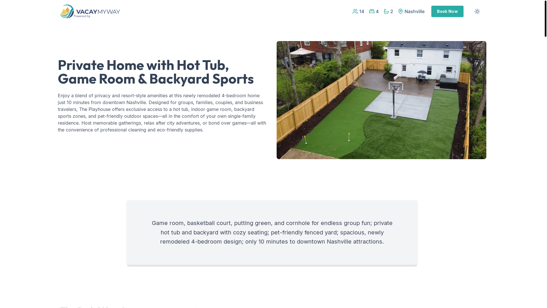 website screenshot of https://cheerdowntown.vacations/