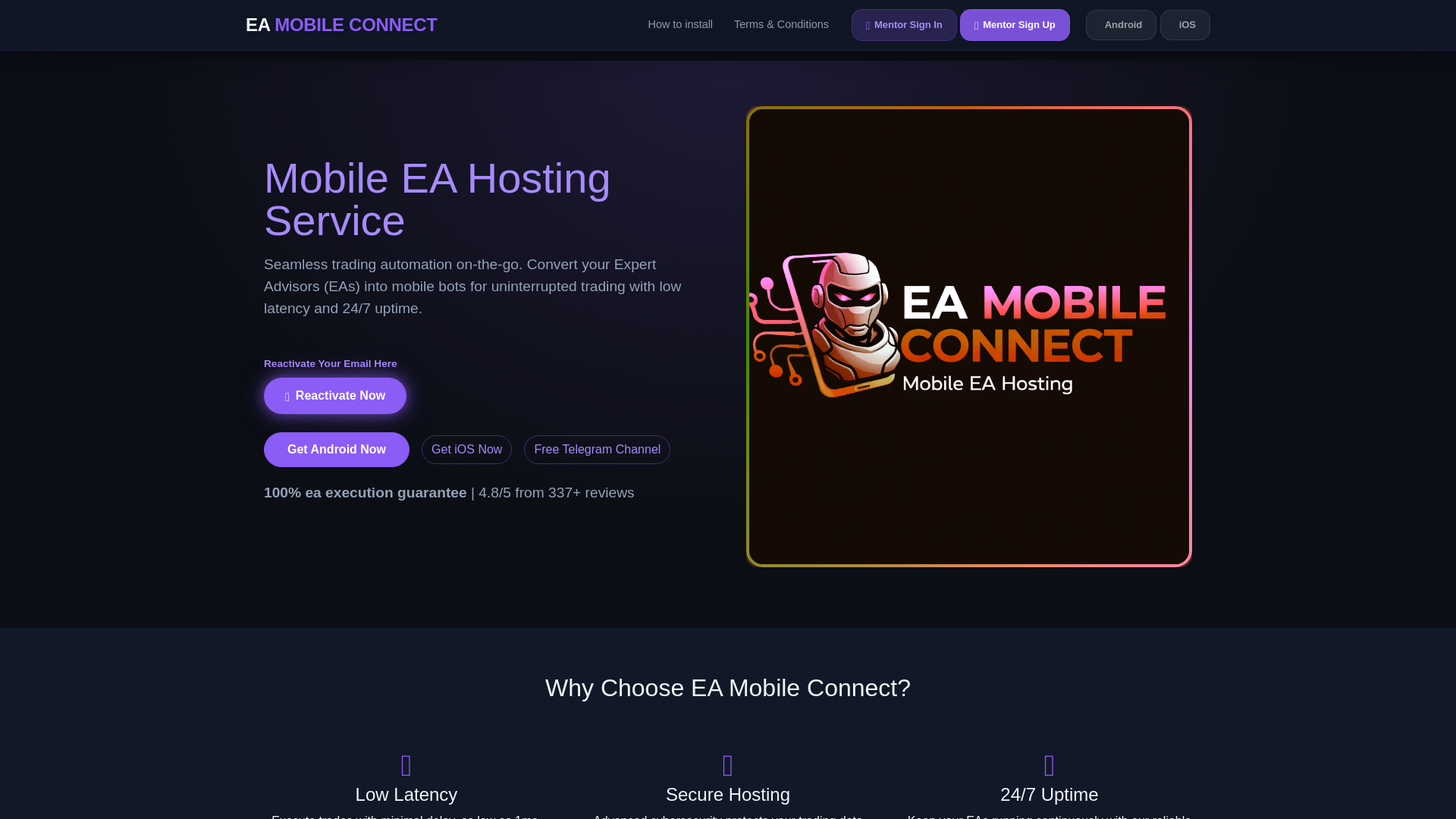 website screenshot of https://eamobileconnect.com/