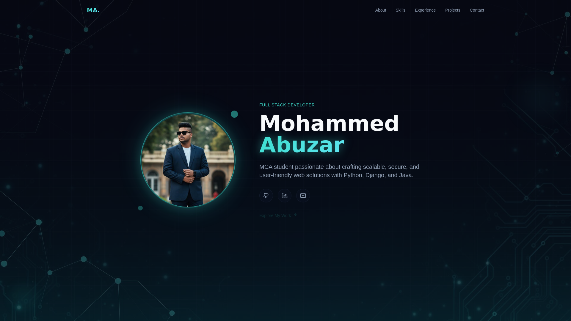 website screenshot of https://mdabuzar.me/
