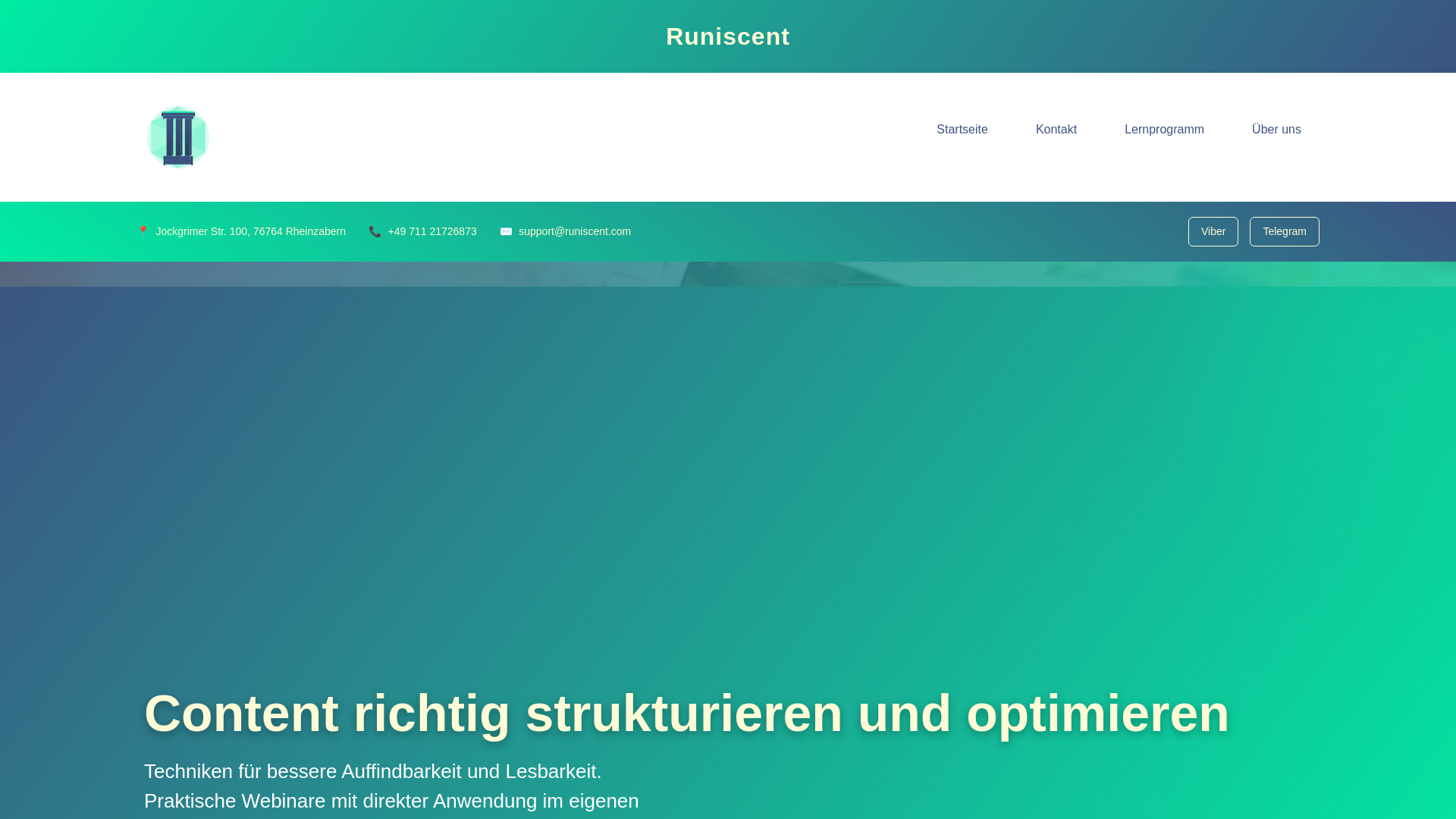 website screenshot of https://runiscent.com/