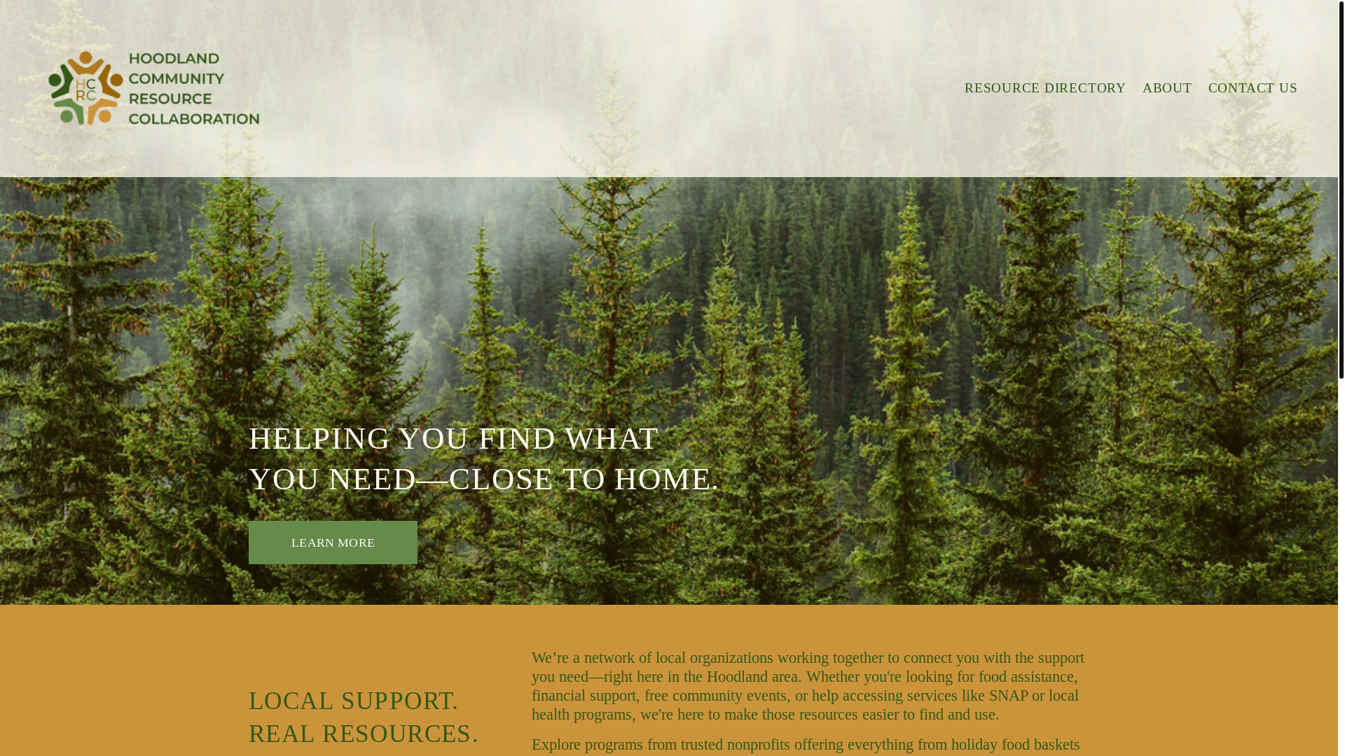 website screenshot of https://hoodlandhelps.org/