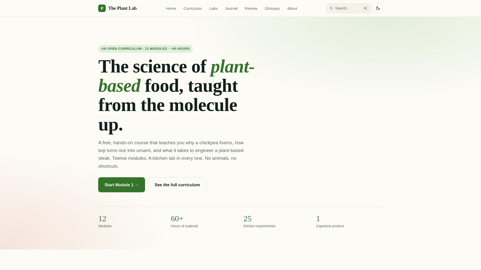 website screenshot of https://theplantlab.cc/