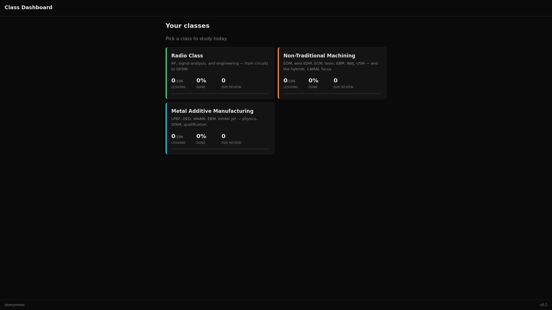 website screenshot of https://classes-dashboard.pages.dev/