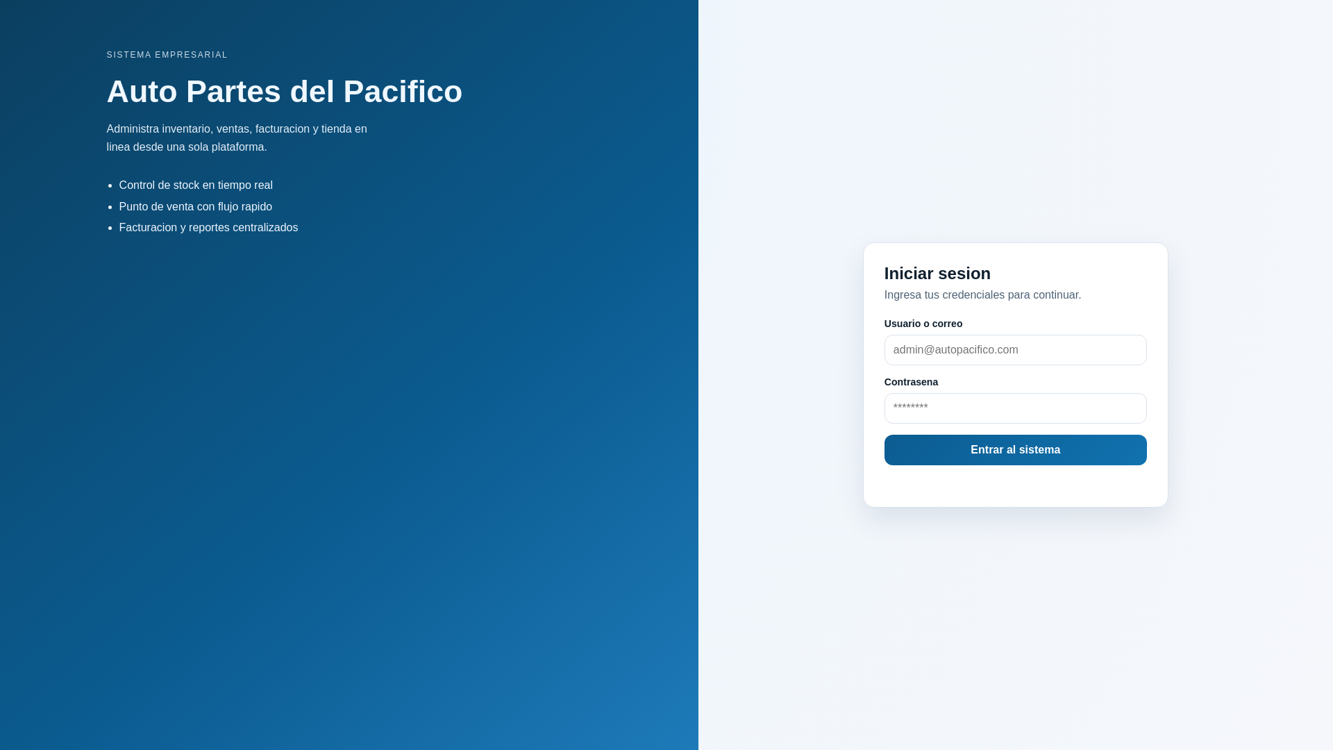 website screenshot of https://autopartesdelpacifico.com/