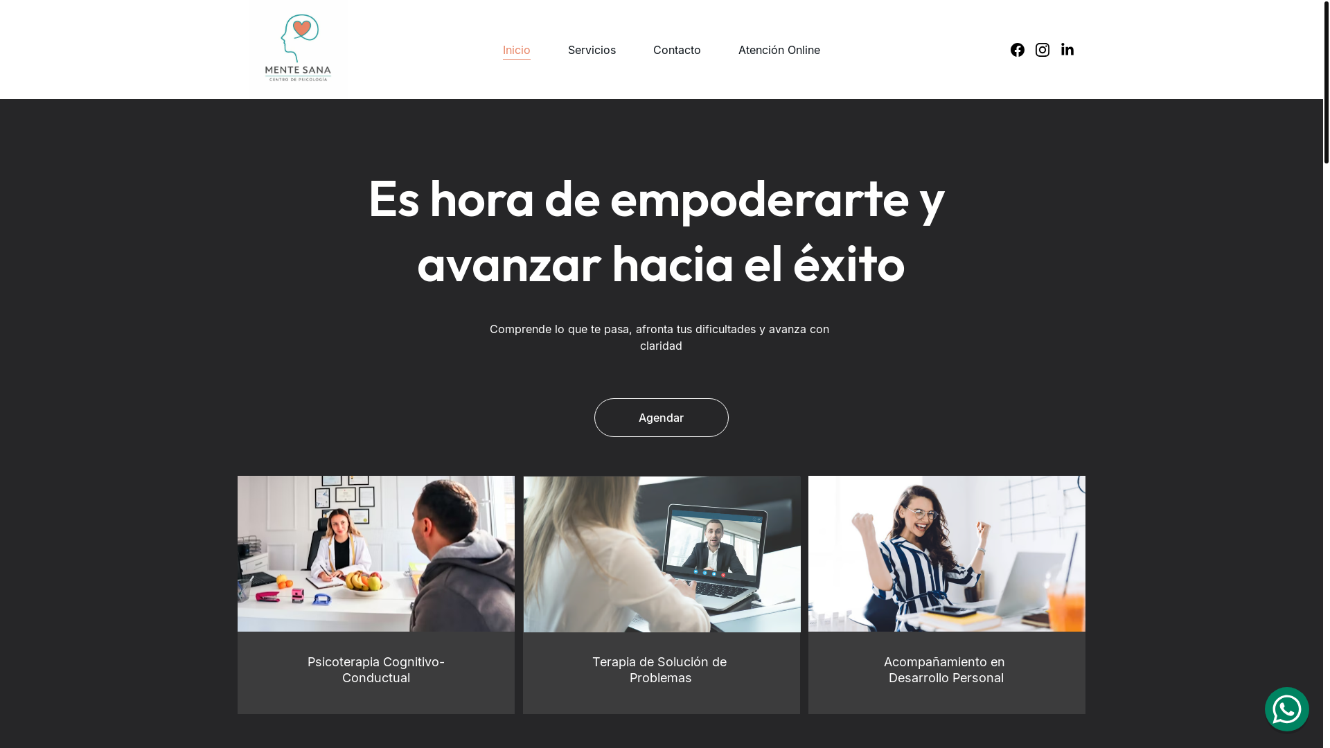 website screenshot of https://centrodepsicologiamentesana.com/