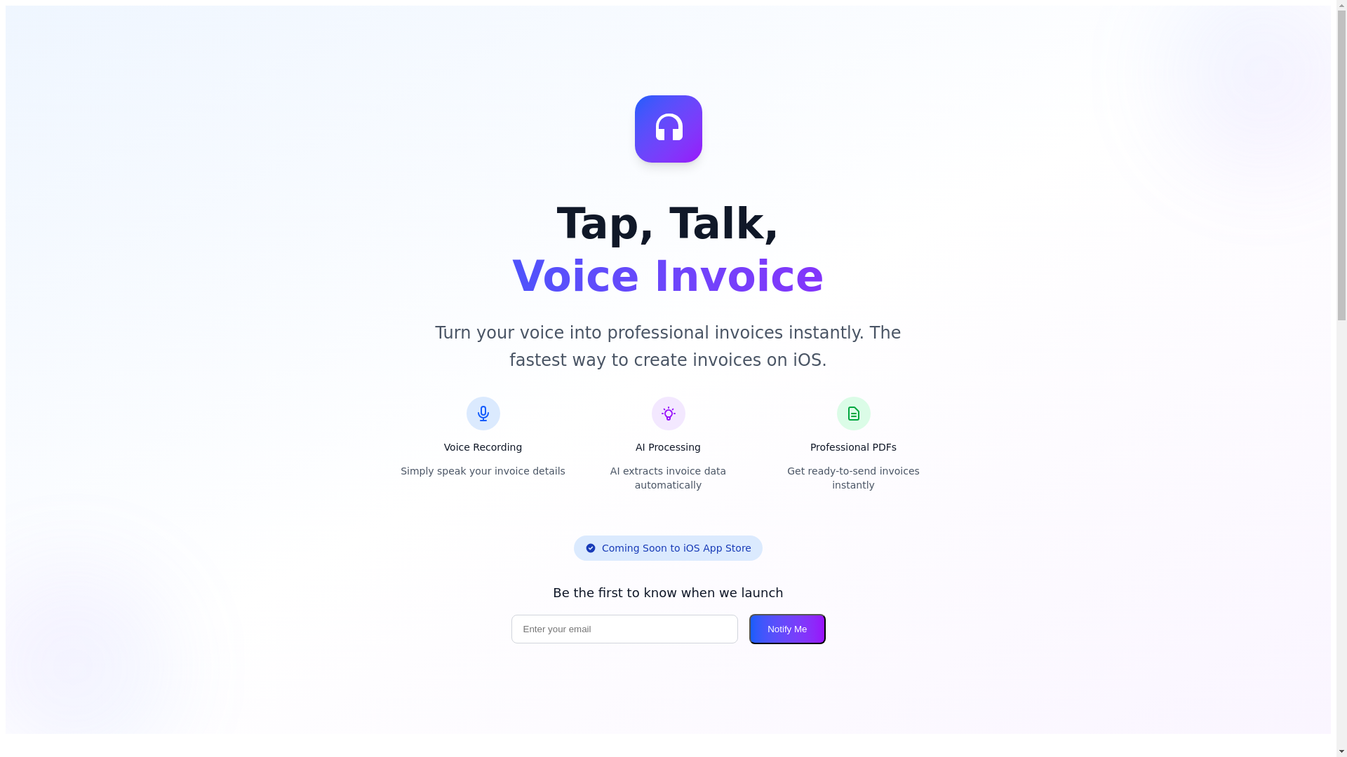 website screenshot of https://voiceinvoice.app/