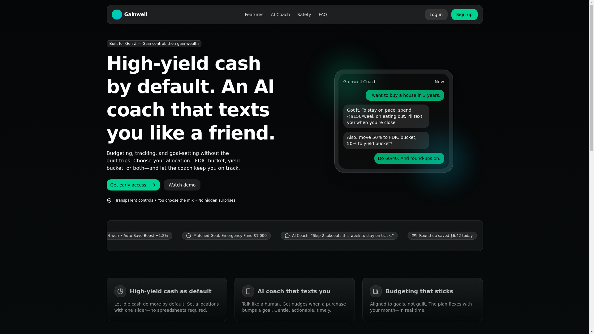 website screenshot of https://gainwell.finance/