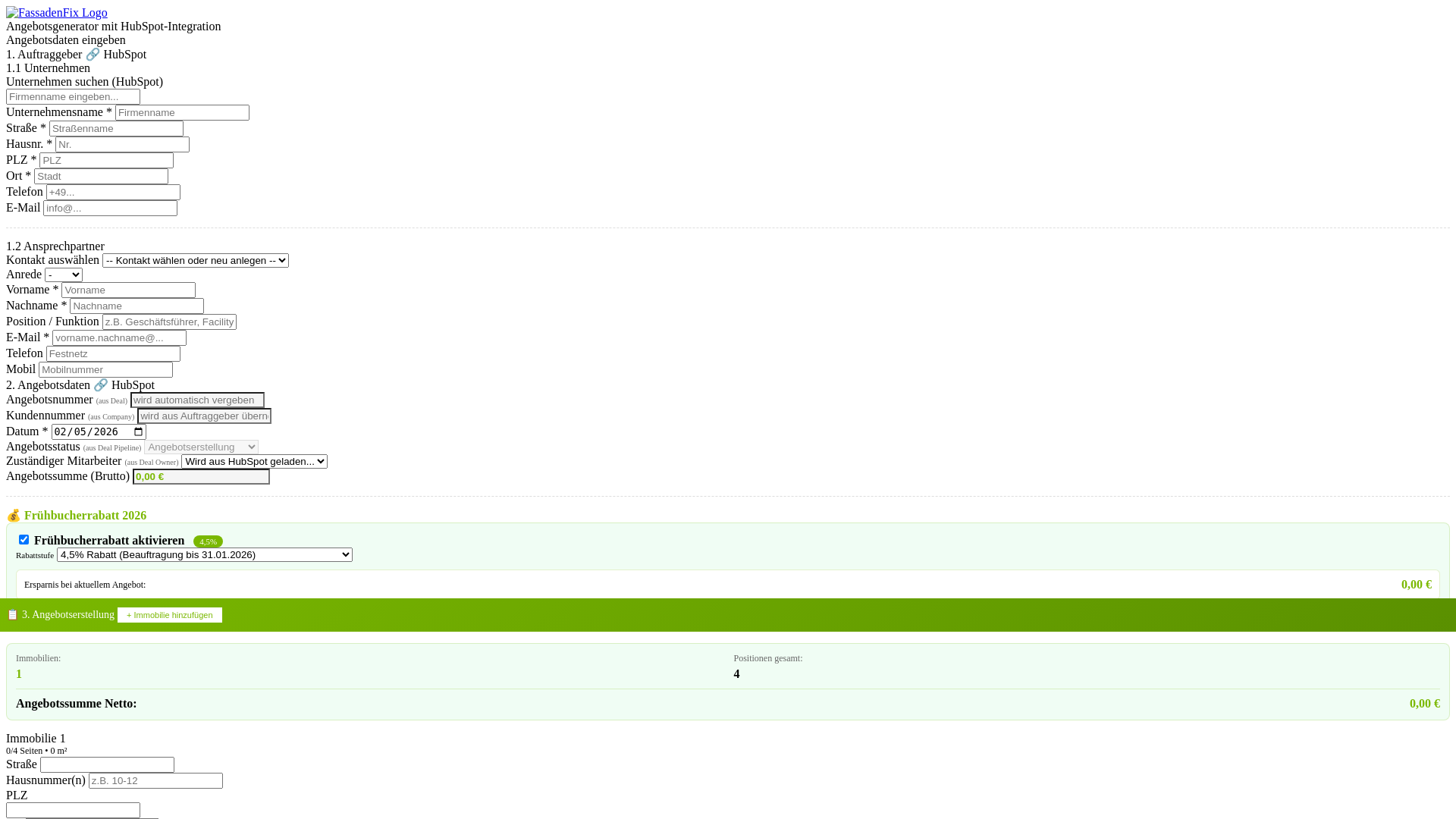 website screenshot of https://fassadenfix-angebotsgenerator.pages.dev/