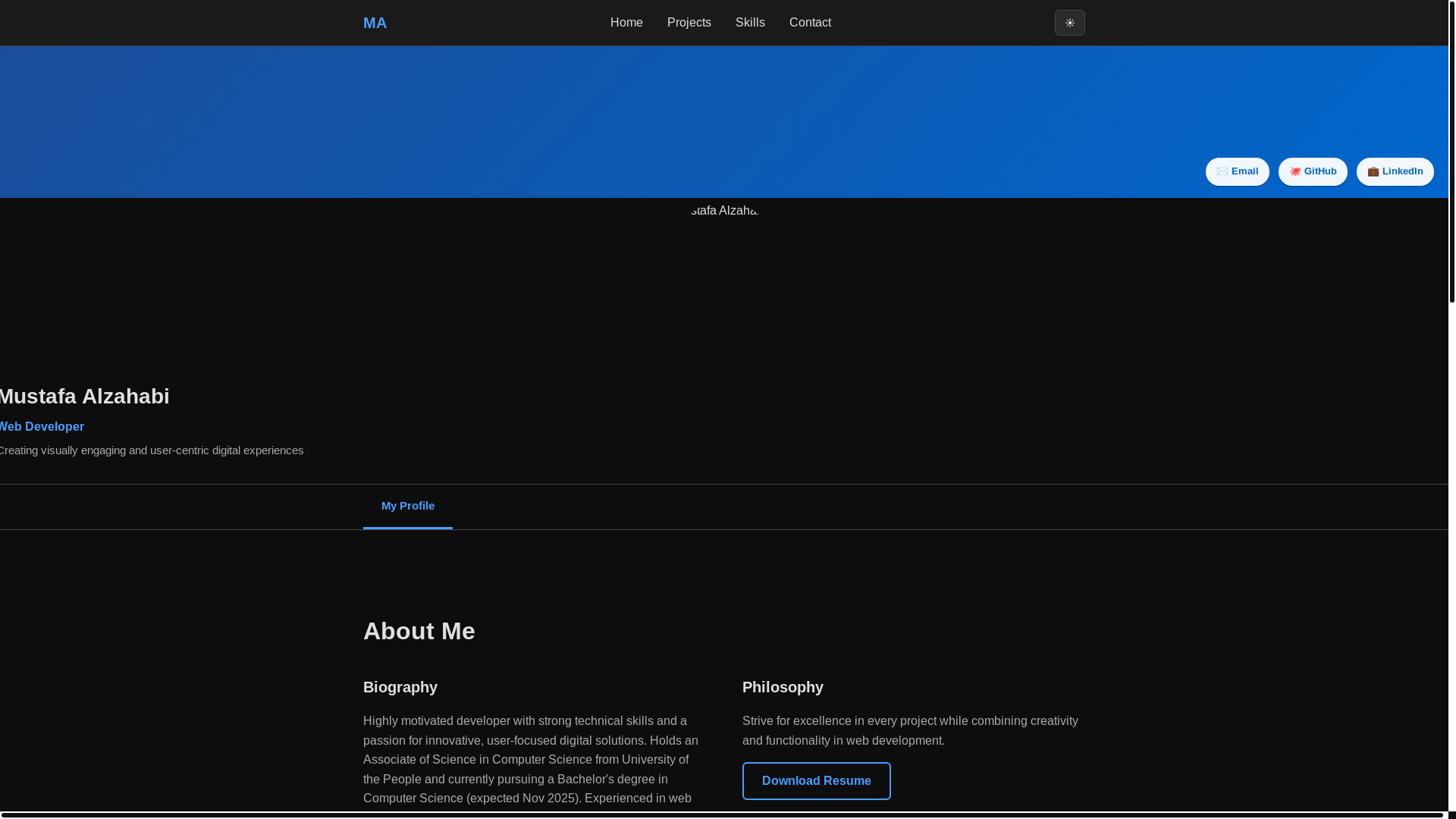 website screenshot of https://mustafa-portfolio.pages.dev/