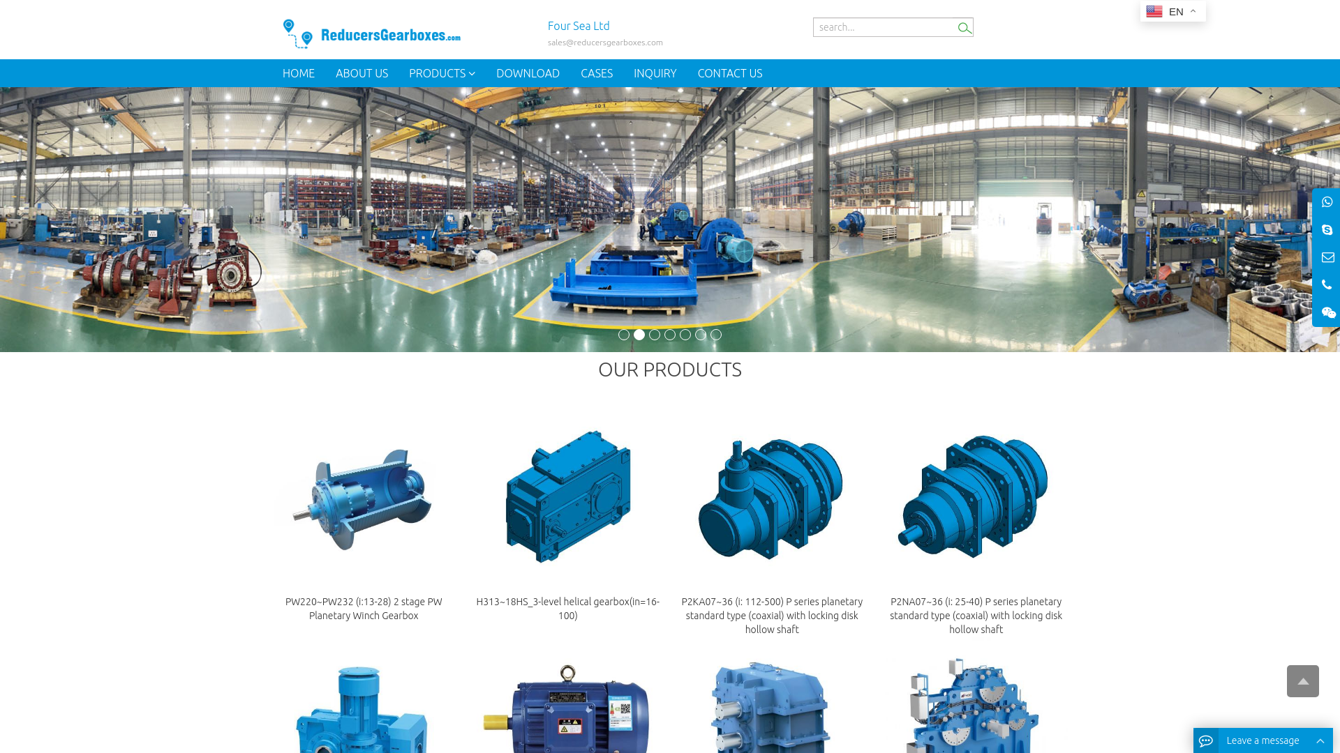 website screenshot of https://reducersgearboxes.com/