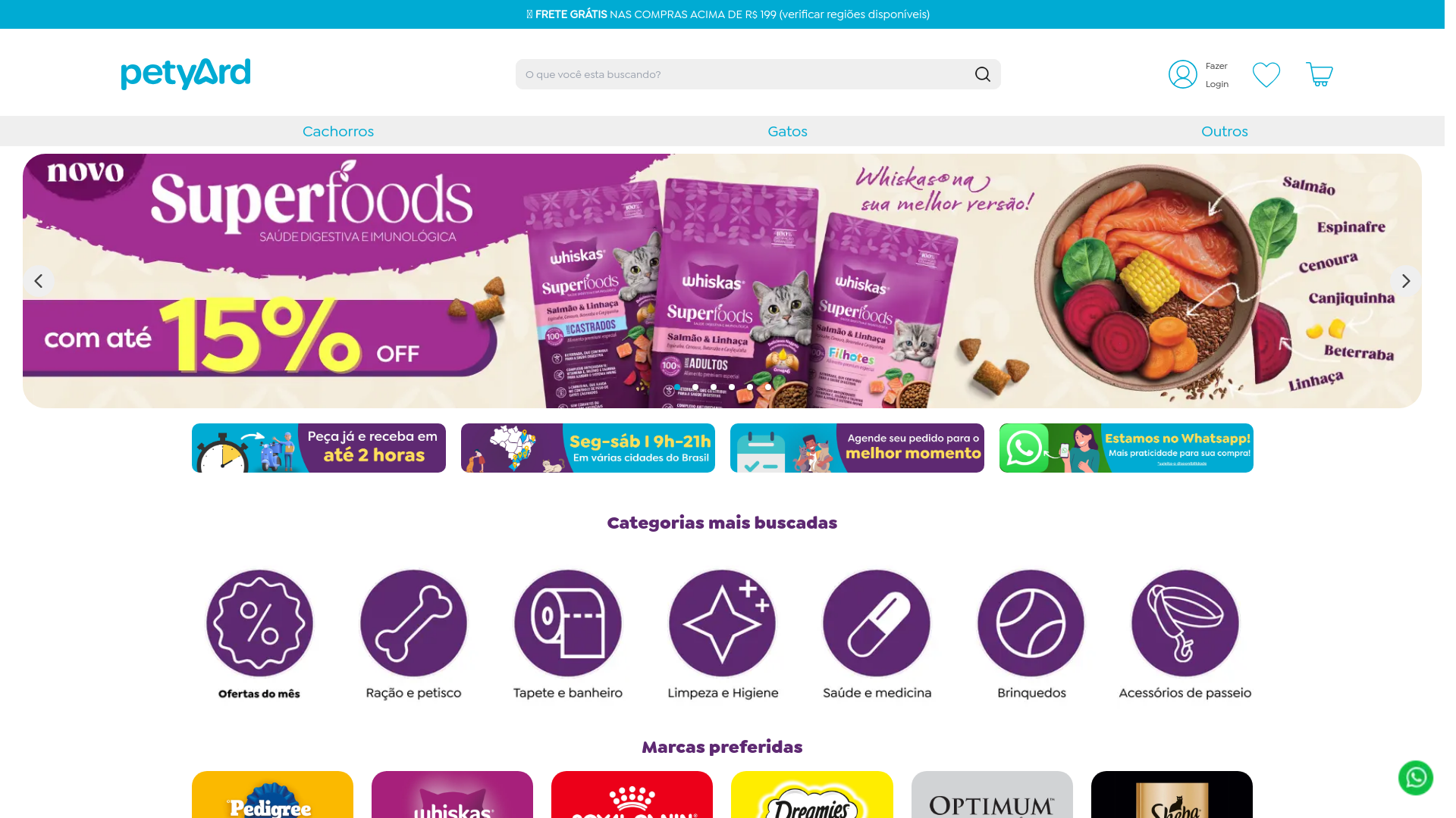 website screenshot of https://www.petyard.com.br