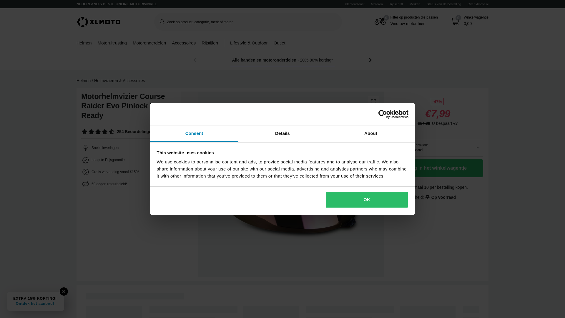 website screenshot of https://www.xlmoto.nl/product/motorhelmvizier-course-raider-evo-pinlock-70-ready_pid-PIA-350440