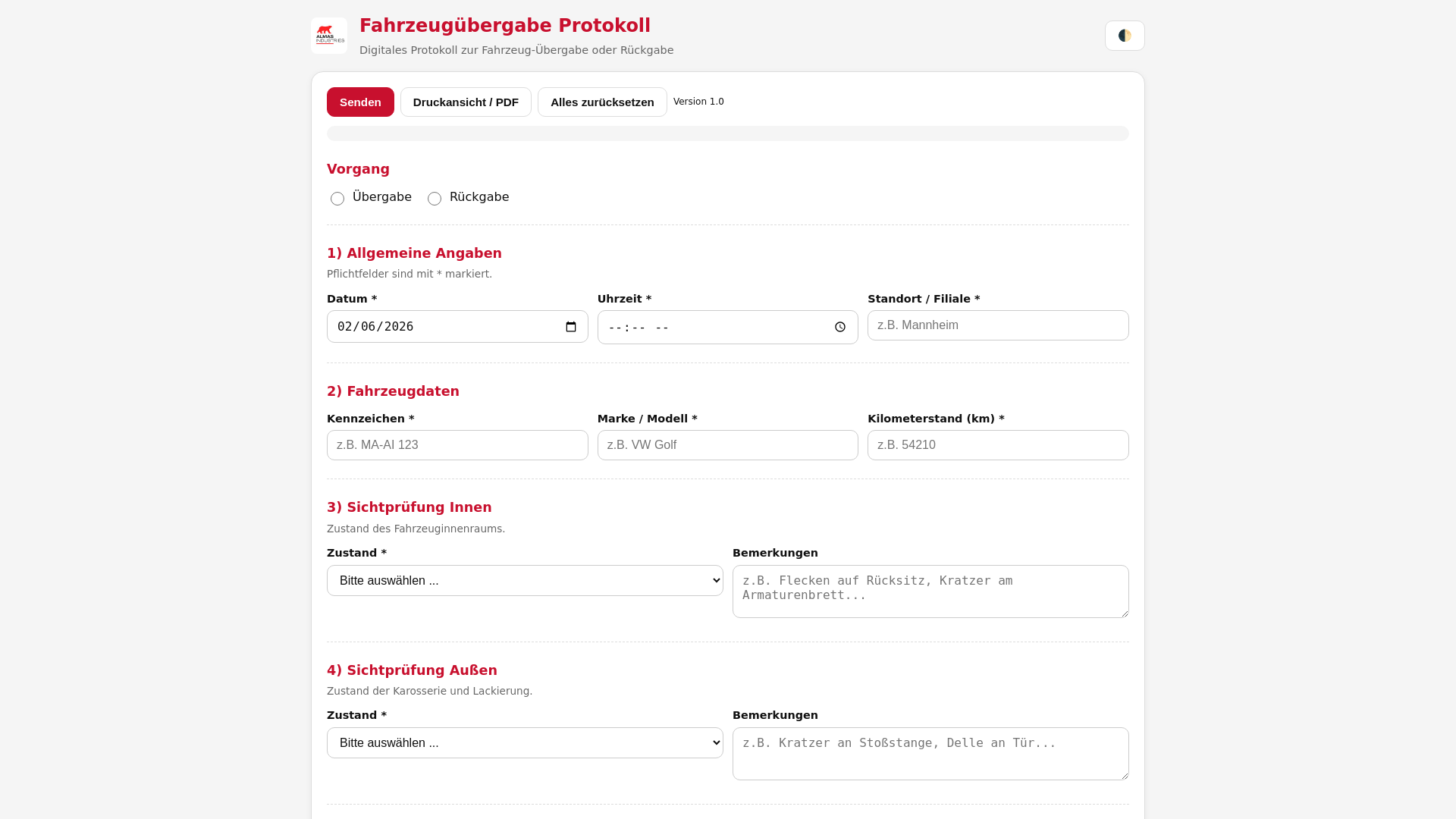 website screenshot of https://fahrzeuguebergabe.pages.dev/