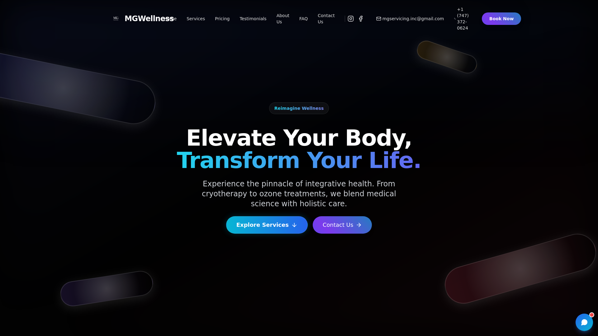 website screenshot of https://mgwellness.io