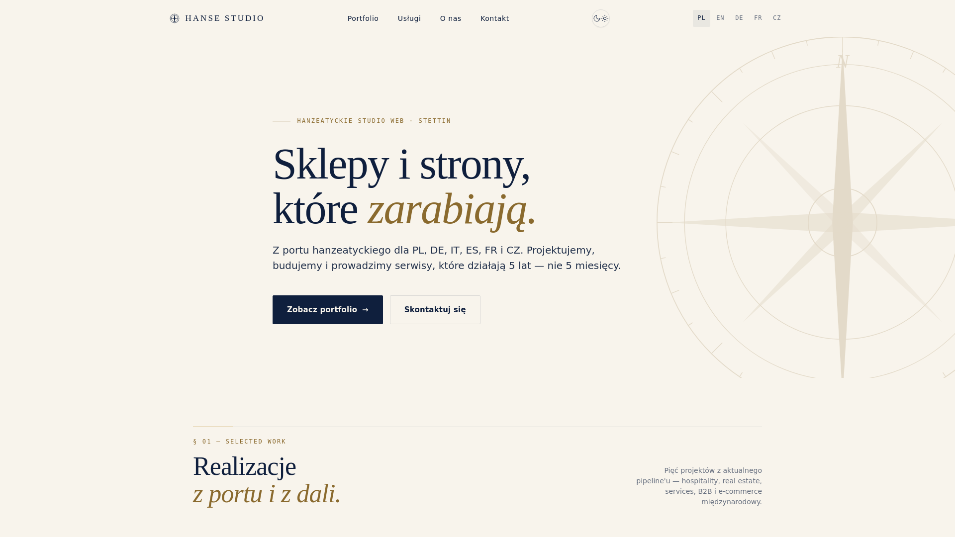 website screenshot of https://hansestudio.com/