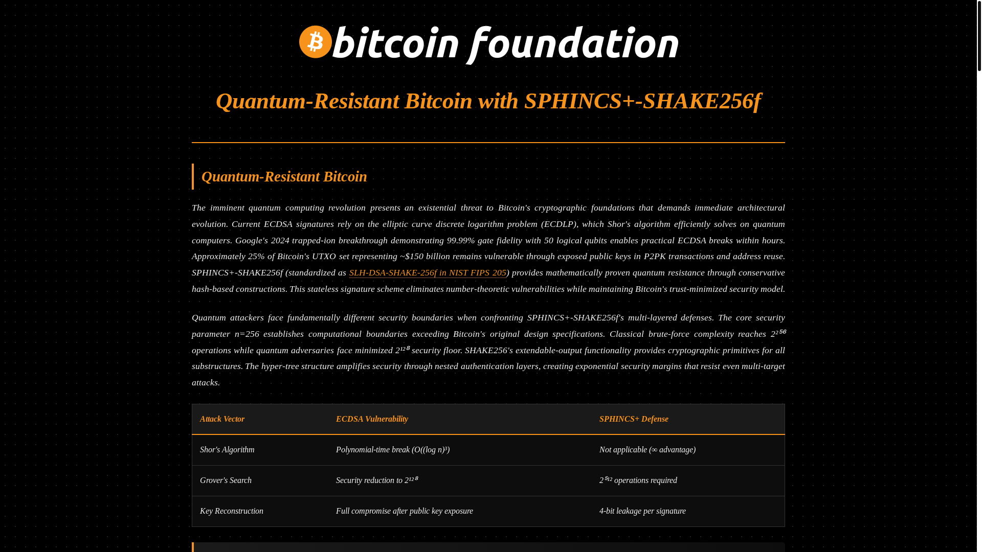 website screenshot of https://quantum-resistant-bitcoin.pages.dev/