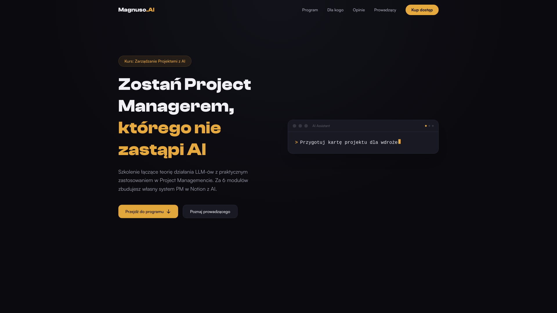 website screenshot of https://zarzadzanieprojektami.ai/