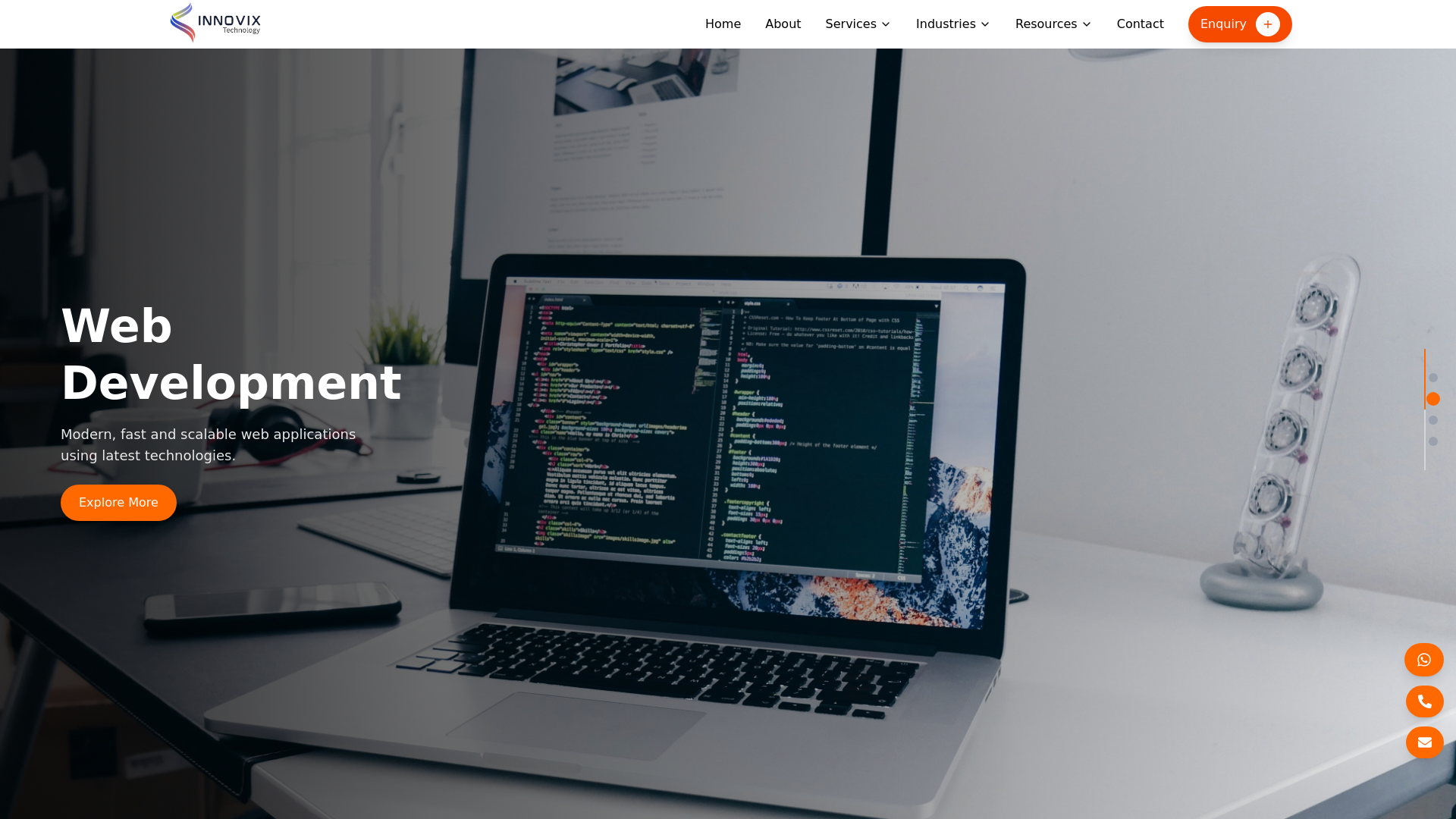 website screenshot of https://innovixtechnology.in