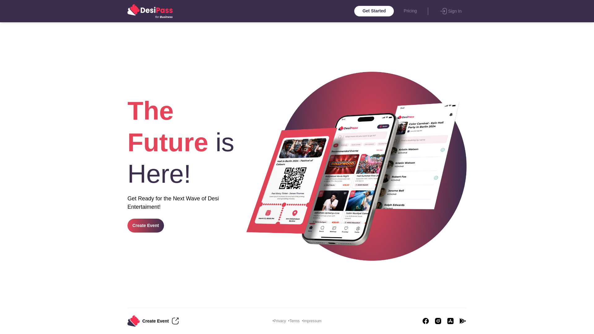 website screenshot of https://desievents-cms.pages.dev/