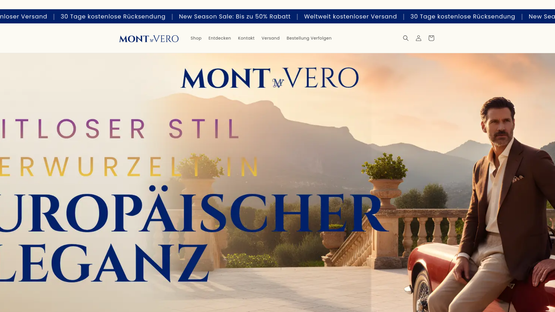 website screenshot of https://montvero.store/