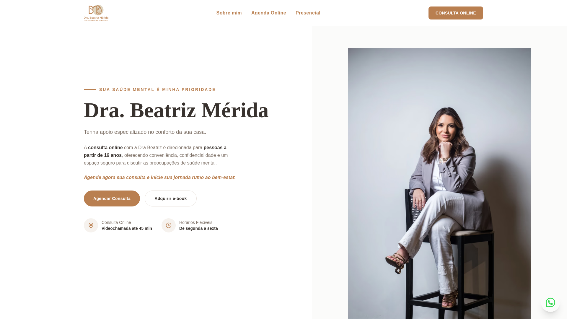 website screenshot of https://drabeatrizmerida.com.br