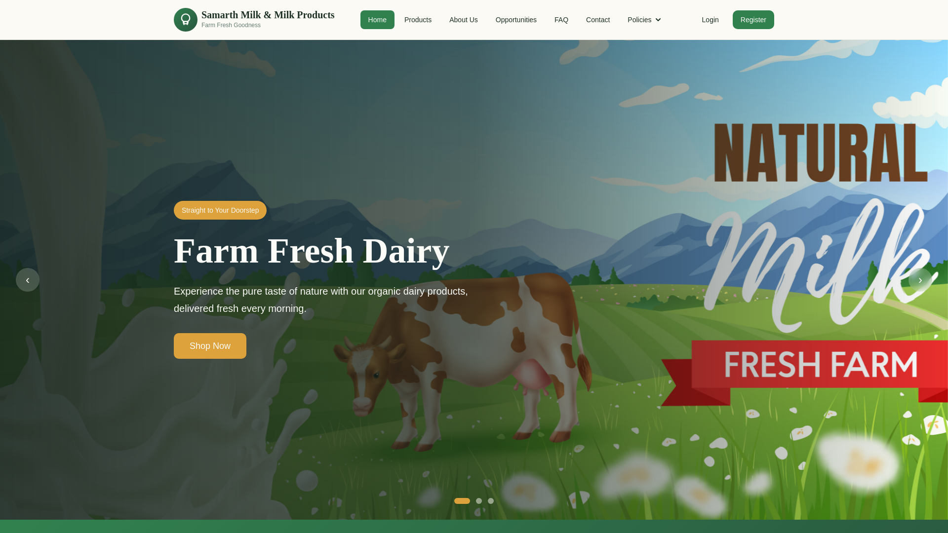 website screenshot of https://samarthmilk.biz/