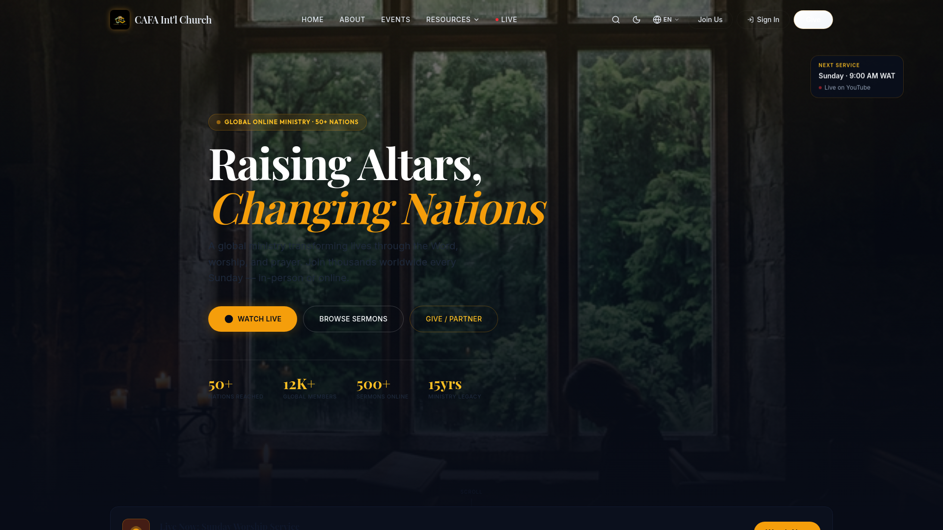 website screenshot of https://cafaintl.com/