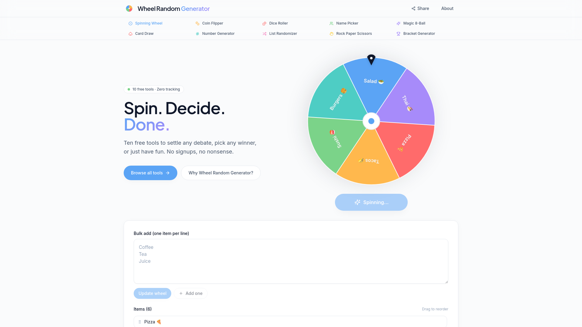 website screenshot of https://wheelrandomgenerator.com/