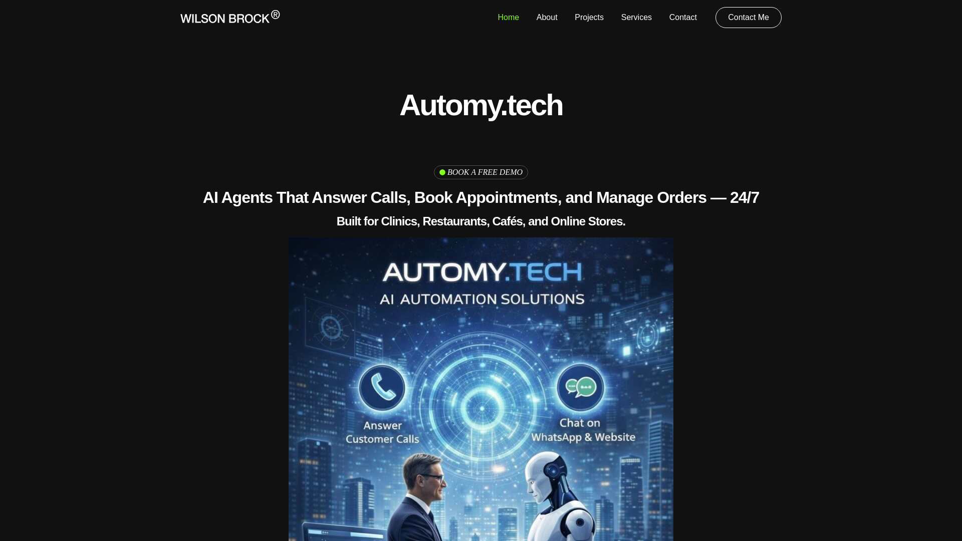 website screenshot of https://automy.tech/