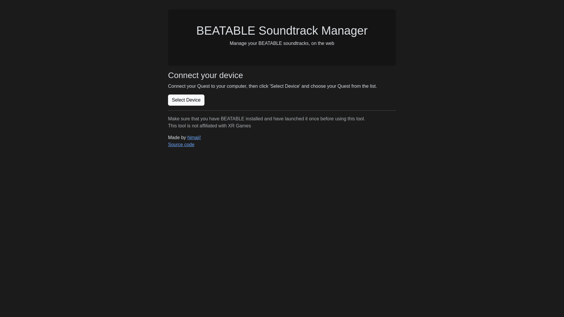 website screenshot of https://beatable-soundtrack-manager.pages.dev/