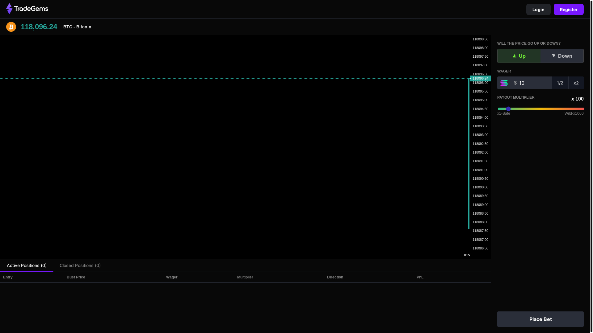 website screenshot of https://tradegems.app/