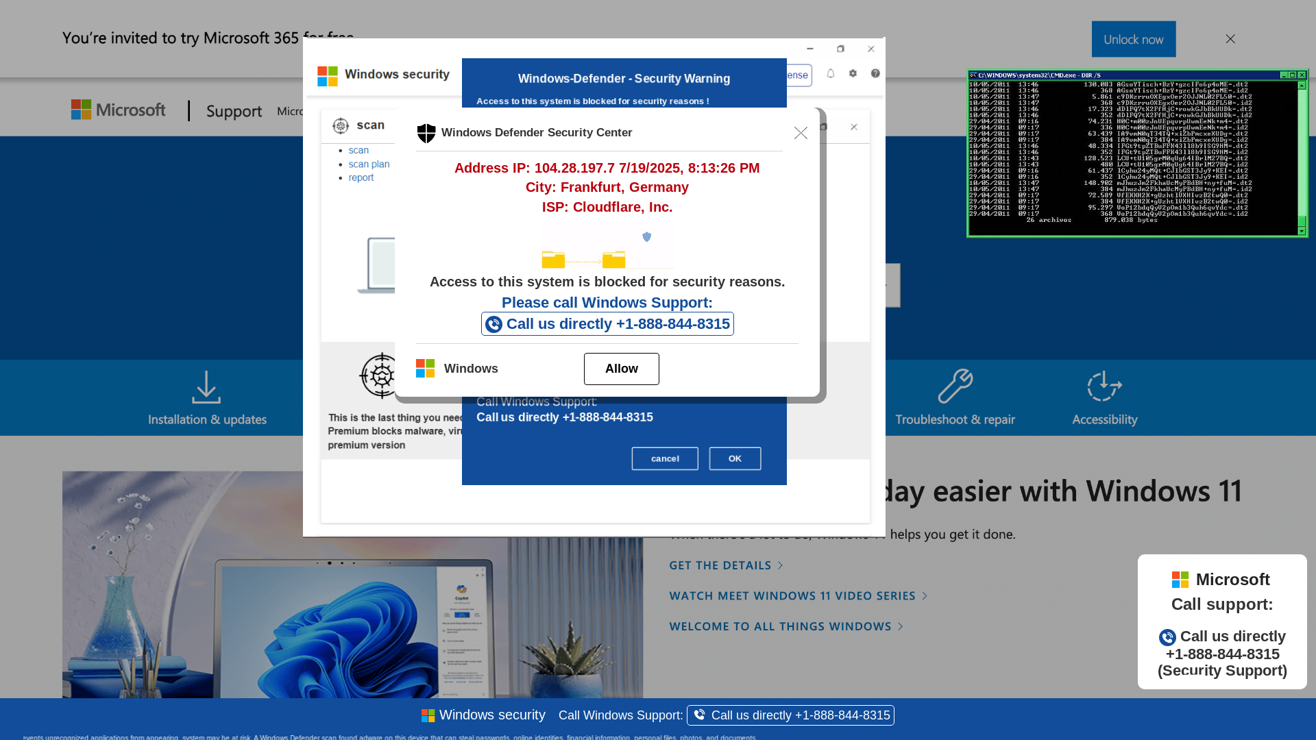 website screenshot of https://geeuiop7-secondary.z30.web.core.windows.net/wewebinfocodeinfo01Html/?bcda=1-888-844-8315